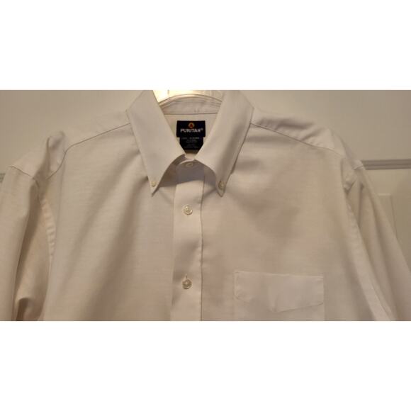 Puritan Solid White Button Long Sleeve Dress Shirt Adult Men's Size 16 1/2 32/33 - Picture 6 of 11